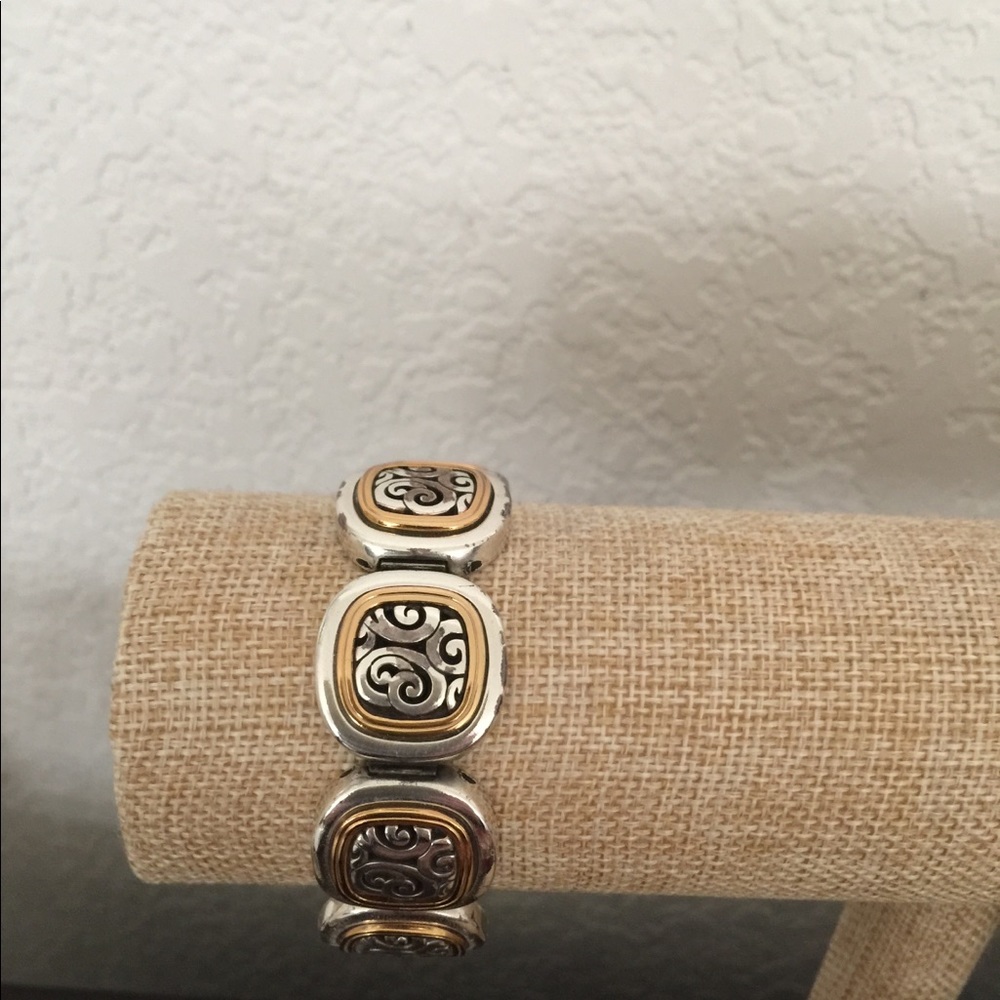 Silver and Gold Tone Square Link Bracelet